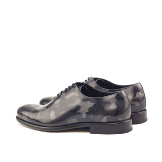 Ambrogio 2911 Bespoke Men's Shoes Gray Camo Patina Leather Dress Oxfords (AMB1297)-AmbrogioShoes