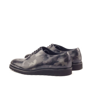 Ambrogio 2910 Bespoke Men's Shoes Gray Camo Patina Leather Oxfords (AMB1298)-AmbrogioShoes