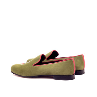 Ambrogio 3334 Bespoke Men's Shoes Green & Red Suede / Calf-Skin Leather Slip-On Loafers (AMB1309)-AmbrogioShoes