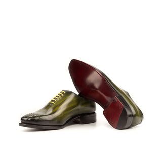 Ambrogio 3645 Bespoke Men's Shoes Khaki Green Patina Leather Dress Oxfords (AMB1307)-AmbrogioShoes