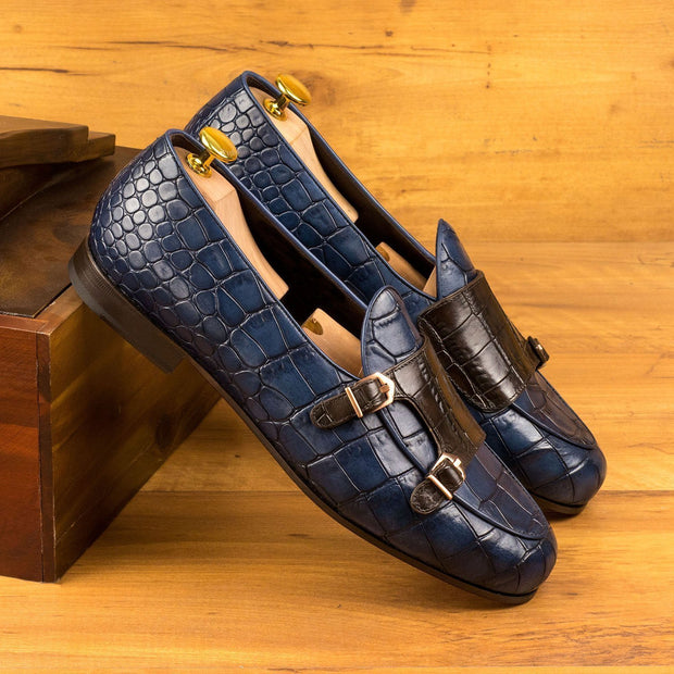 Ambrogio Bespoke Men's Handmade Custom Shoes Navy Calf-Skin