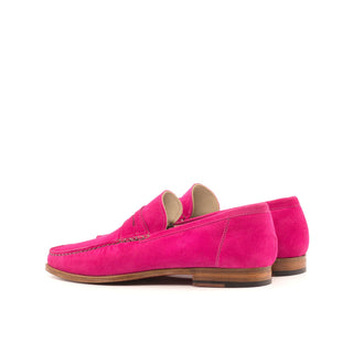 Ambrogio 3906 Bespoke Custom Men's Shoes Pink Suede Leather Moccasin Penny Loafers (AMB1612)-AmbrogioShoes