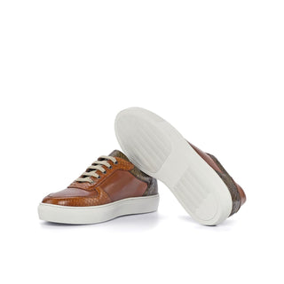 Ambrogio 4392 Bespoke Custom Men's Shoes Three Tone Exotic Snake-Skin / Calf-Skin Leather Sneakers (AMB1563)-AmbrogioShoes