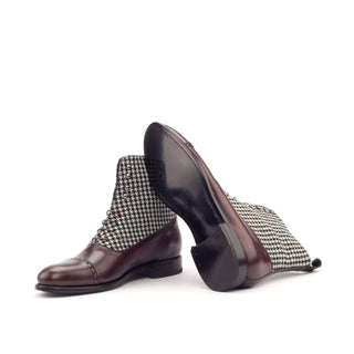 Ambrogio 2994 Bespoke Custom Men's Shoes Three-Tone Fabric / Polished Calf-Skin Leather Balmoral Boots (AMB1555)-AmbrogioShoes