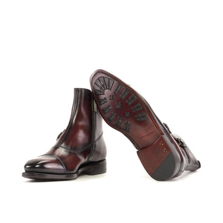 Ambrogio Bespoke Men's Shoes BurgundyPatina Leather Octavian Boots (AMB2359)-AmbrogioShoes