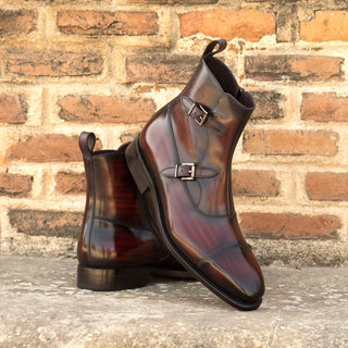 Ambrogio Bespoke Men's Shoes BurgundyPatina Leather Octavian Boots (AMB2359)-AmbrogioShoes
