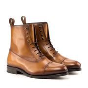 Ambrogio Bespoke Men's Shoes Cognac Calf-Skin Leather Balmoral Boots (AMB2334)-AmbrogioShoes