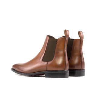 Ambrogio Bespoke Men's Shoes Cognac Calf-Skin Leather Chelsea Boots (AMB2332)-AmbrogioShoes