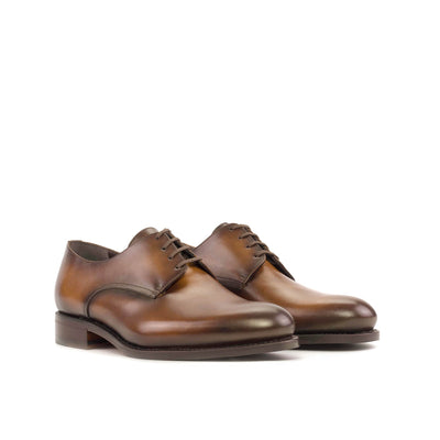 Ambrogio Bespoke Men's Shoes Cognac Calf-Skin Leather Derby Oxfords (AMB2465)-AmbrogioShoes
