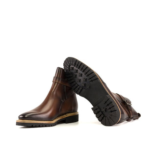 Ambrogio Bespoke Men's Shoes Cognac Calf-Skin Leather Jodhpur Boots (AMB2415)-AmbrogioShoes