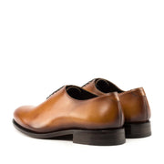 Ambrogio Bespoke Men's Shoes Cognac Calf-Skin Leather Whole Cut Oxfords (AMB2256)-AmbrogioShoes
