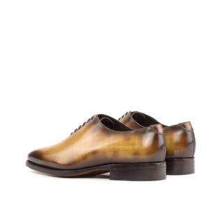 Ambrogio Bespoke Men's Shoes Cognac Patina Leather Whole-Cut Oxfords (AMB2375)-AmbrogioShoes