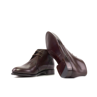 Ambrogio Bespoke Men's Shoes Dark Brown Calf-Skin Leather Chukka Boots (AMB2466)-AmbrogioShoes