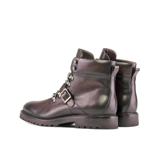 Ambrogio Bespoke Men's Shoes Dark Brown Calf-Skin Leather Hiking Boots (AMB2362)-AmbrogioShoes