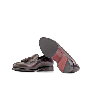 Ambrogio Bespoke Men's Shoes Dark Brown Calf-Skin Leather Tassels Loafers (AMB2365)-AmbrogioShoes