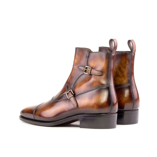 Ambrogio Bespoke Men's Shoes Fire Patina Leather Octavian Buckle Boots (AMB2321)-AmbrogioShoes