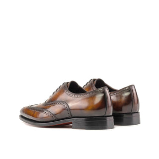 Ambrogio Bespoke Men's Shoes Fire Patina Leather Wingtip Oxfords (AMB2374)-AmbrogioShoes
