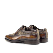 Ambrogio Bespoke Men's Shoes Fire Tweed Fabric / Patina Leather Blucher Oxfords (AMB2260)-AmbrogioShoes