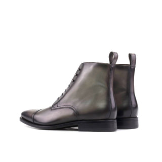 Ambrogio Bespoke Men's Shoes Gray Calf-Skin Leather Jumper Boots (AMB2399)-AmbrogioShoes