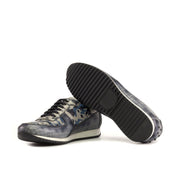 Ambrogio Bespoke Men's Shoes Gray & Denim Patina Leather Corsini Sneakers (AMB2475)-AmbrogioShoes