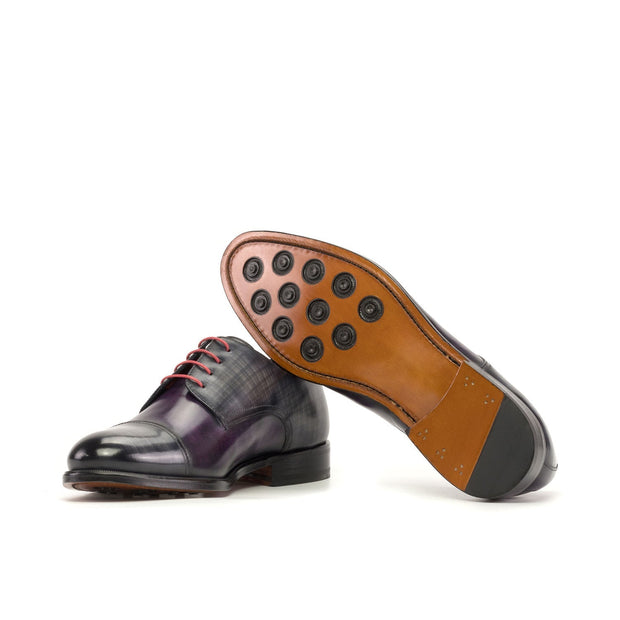 Ambrogio Bespoke Men's Shoes Gray & Purple Patina Leather Derby Oxfords (AMB2424)-AmbrogioShoes