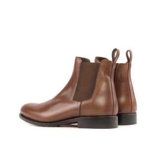 Ambrogio Bespoke Men's Shoes Medium Brown Calf-Skin Leather Chelsea Boots (AMB2463)-AmbrogioShoes