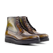 Ambrogio Bespoke Men's Shoes Multi-Color Calf-Skin / Patina Leather Moccasin Boots (AMB2261)-AmbrogioShoes
