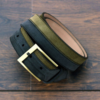 Ambrogio Gray & Khaki Lux Suede Marseille Men's Belt (AMBB1035)
