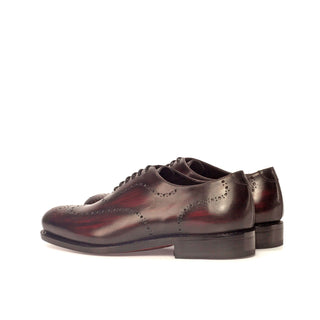 Ambrogio 3693 Men's Shoes Black & Burgundy Calf-Skin / Patina Leather Whole-Cut Oxfords (AMB1191)-AmbrogioShoes