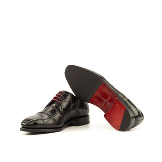 Ambrogio 4179 Men's Shoes Black Exotic Alligator Dress Derby Oxfords (AMB1085)-AmbrogioShoes