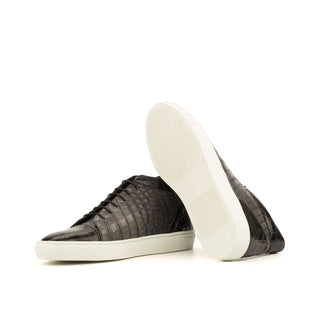 Ambrogio 3701 Men's Shoes Black & Gray Exotic Alligator High-Top Sneakers (AMB1109)-AmbrogioShoes