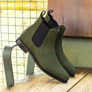 Ambrogio 4153 Men's Shoes Black & Green Exotic Caiman Crocodile / Fabric Chelsea Boots (AMB1046)-AmbrogioShoes