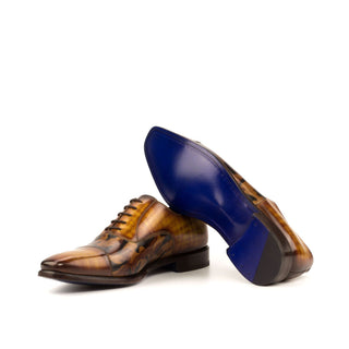 Ambrogio 3643 Men's Shoes Cognac & Brown Patina Leather Oxfords (AMB1051)-AmbrogioShoes