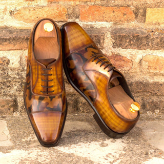 Ambrogio 3643 Men's Shoes Cognac & Brown Patina Leather Oxfords (AMB1051)-AmbrogioShoes