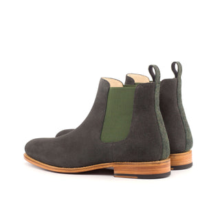 Ambrogio 4222 Men's Shoes Gray & Green Suede Leather Chelsea Boots (AMB1045)-AmbrogioShoes