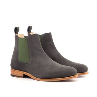 Ambrogio 4222 Men's Shoes Gray & Green Suede Leather Chelsea Boots (AMB1045)-AmbrogioShoes