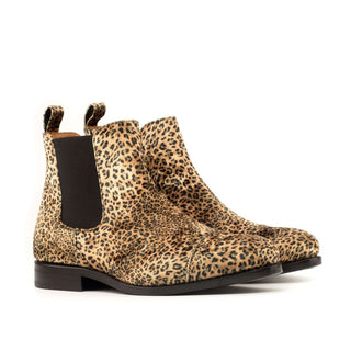 Ambrogio 3715 Men's Shoes Tan Leopard Texture Chelsea Boots (AMB1047)-AmbrogioShoes
