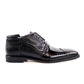 Belvedere 1479 Men's Shoes Black Exotic Genuine Caiman Crocodile / Lizard-Skin and Lizard Oxfords (BVS2168)-AmbrogioShoes