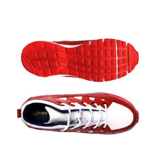 Belvedere E03 Kevin Men's Shoes Red & White Exotic Ostrich / Calf-Skin Leather Casual Sneakers (BV2964)-AmbrogioShoes
