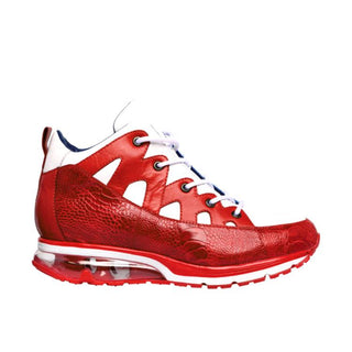 Belvedere E03 Kevin Men's Shoes Red & White Exotic Ostrich / Calf-Skin Leather Casual Sneakers (BV2964)-AmbrogioShoes