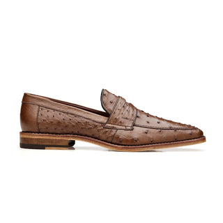 Belvedere Espada 02440 Men's Shoes Tabacco Exotic Genuine Ostrich Split-Toe Penny Loafers (BV3154)-AmbrogioShoes