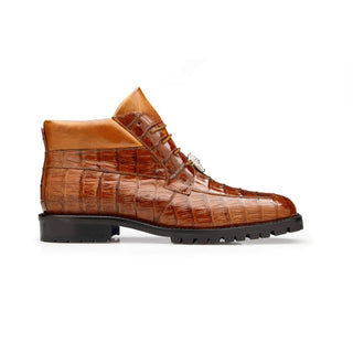Belvedere Gallardo U02 Men's Shoes Antique Sport Brown Exotic Caiman Crocodile Derby Split-Toe Boots (BV3075)-AmbrogioShoes