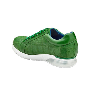Belvedere Magnus E21 Shoes Men's Emerald Exotic Ostrich Patchwork Casual Sneakers (BV3164)-AmbrogioShoes