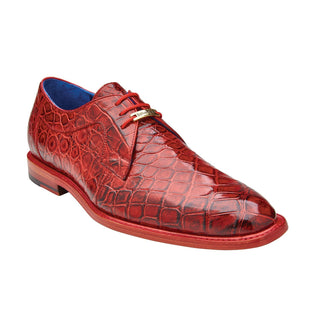 Belvedere N01 Amato Men's Shoes Antique Red Exotic Alligator Derby Oxfords (BV3025)-AmbrogioShoes