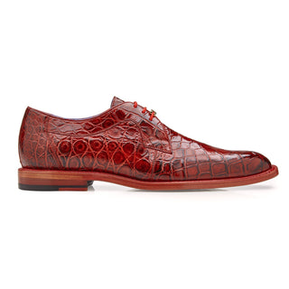 Belvedere N01 Amato Men's Shoes Antique Red Exotic Alligator Derby Oxfords (BV3025)-AmbrogioShoes