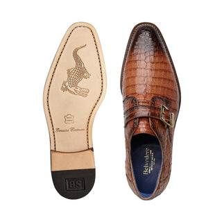 Belvedere N05 Spencer Men's Shoes Antique Sport Exotic Genuine Caiman Crocodile Monk-Strap Loafers (BV3062)-AmbrogioShoes