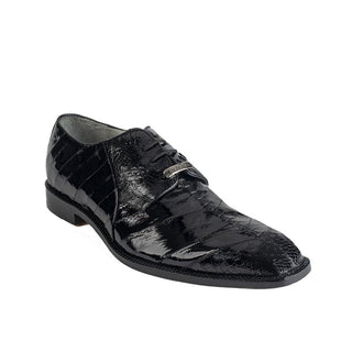 Belvedere Nome 2P4 Men's Shoes Black Ostrich & Eel Dress Oxfords (BV2901)-AmbrogioShoes