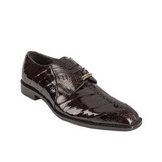 Belvedere Nome 2P4 Men's Shoes Brown Chocolate Ostrich & Eel Dress Oxfords (BV2900)-AmbrogioShoes