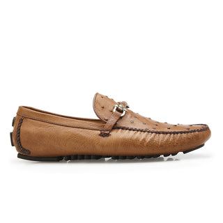 Belvedere Omar Men's Shoes Brandy Ostrich Driver-bit Slip-On Loafers 50V (BV2869)-AmbrogioShoes