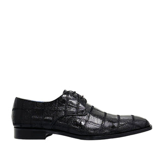 Belvedere R160 Amico Men's Shoes Black Genuine Ostrich Patchwork Derby Oxfords (BV3141)-AmbrogioShoes